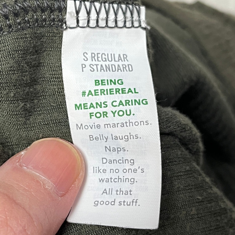 Aerie Pants Womens S Green Corduroy Flare Leg High Rise Elastic Waist 1453370966 - Picture 6 of 10